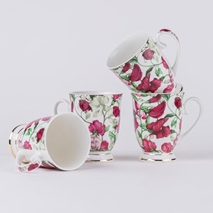 golden queen39s mug set of 2 for coffee tea milk  perfect for casual gatherings tea party or daily beverage  24 carat gold on foot birds in a vine