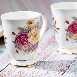 golden queen39s mug set of 2 for coffee tea milk  perfect for casual gatherings tea party or daily beverage  24 carat gold on foot maroon