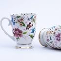 GOLDEN QUEEN'S Mug Set of 2 for Coffee, Tea, Milk | Perfect for Casual Gatherings, Tea Party or Daily Beverage | 24 Carat Gold on Foot (Multicolour - Floral)
