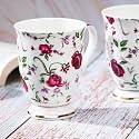GOLDEN QUEEN'S Mug Set of 2 for Coffee, Tea, Milk | Perfect for Casual Gatherings, Tea Party or Daily Beverage | 24 Carat Gold on Foot (Button Rose)