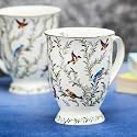 GOLDEN QUEEN'S Mug Set of 2 for Coffee, Tea, Milk | Perfect for Casual Gatherings, Tea Party or Daily Beverage | 24 Carat Gold on Foot (Blue Botanical)