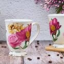 GOLDEN QUEEN'S Mug Set of 2 for Coffee, Tea, Milk | Perfect for Casual Gatherings, Tea Party or Daily Beverage | 24 Carat Gold on Foot (Blue Botanical)