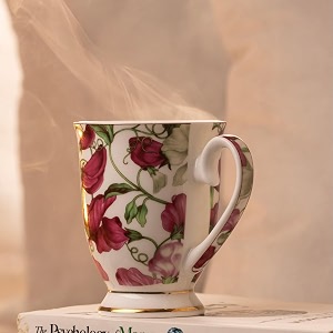 golden queen39s mug set of 2 for coffee tea milk  perfect for casual gatherings tea party or daily beverage  24 carat gold on foot trailing blooms