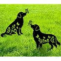 Golden Retriever Metal Decorative Garden Stakes for Memorial Yard Art, Lawn Ornaments,Outside, Patio, Outdoor Decor, Garden Decorations 2 PCS