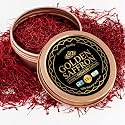 Golden Saffron, Finest Pure Premium All Red Saffron Threads, Grade A+ Super Negin, Non-GMO Verified. For Tea, Paella, Rice, Desserts, Golden Milk and Risotto (15.0 Grams)