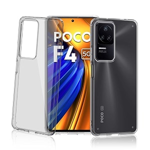 golden sand for poco f4 5g back case - ice crystal hybrid yellow resistant coating shockproof back cover transparent pc military grade tpu black clear