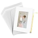 Golden State Art, 10 Pack Pre-Assemble 8x10 Photo Mat Set for 5x7 Picture, with Backing Board, Pre-Pasted Tape, Slip-in Mat, Photo Framing Mattes, Incudes Ctrystal Sleeve Bags (White)