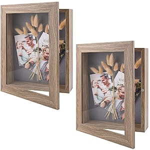 golden state art 8x105 shadow box frame display case 2-inch depth great for collages collections mementos 6 pins included light brown 2 pack