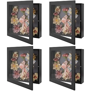golden state art 8x8 inch black shadow box frame display case 2-inch depth great for collages collections mementos black