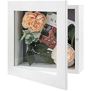 golden state art 8x8 inch white shadow box frame display case 2-inch depth great for collages collections mementos white
