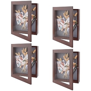 golden state art 8x105 shadow box frame display case 2-inch depth great for collages collections mementos 6 pins included brown 4 pack