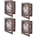 Golden State Art, 8x10.5 Shadow Box Frame Display Case, 2-inch Depth, Great for Collages, Collections, Mementos, 6 Pins Included (Brown, 4 Pack)