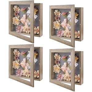 golden state art 11x11 shadow box frame display case 2-inch depth great for collages collections mementos 6 pins included light brown 4 pack