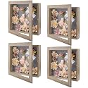 Golden State Art, 11x11 Shadow Box Frame Display Case, 2-inch Depth, Great for Collages, Collections, Mementos, 6 Pins Included (Light Brown, 4 Pack)