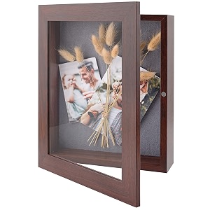 golden state art shadow box frame display case wall or tabletop great for collages collections mementos 8x105 brown