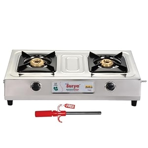 golden surya manual ignition premium stainless steel high efficiency 3 burner gas stove 18 months warranty chula gas isi certified with electronic gas lighter free dura