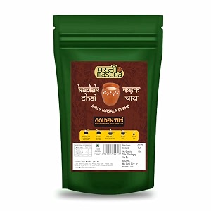 golden tips kadak masala chai strong assam ctc tea with aromatic spices cardamom cinnamon clove ginger amp bay leaves bold amp flavorful best with milk 100 gram 50 cups