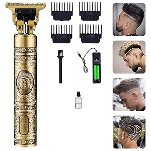 golden trimmer men professional hair clipper cordless electric shaver for beardmustacheand face zero gapped t-blade clippers with 4 size hair combs perfect men39s grooming kit