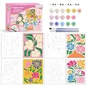 goldentime 4 Pack Framed Paint by Numbers Kit for Adults Beginner &amp; Kids | Flowers Easy Adult Paint by Number Kits on Canvas with Frame | 8x10 Inch Floral Canvas Painting for Home Décor Gift