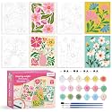 goldentime Easy Paint by Numbers Kit for Kids &amp; Adults Beginner | Easy DIY Flowers Acrylic Oil Painting on Canvas with Frame | 4 Pack 8x10 Inch Framed Paint by Number Canvas Kits for Home Wall Décor