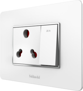 goldmedal air 2m 16a socket  aura 1m 20a switch with cover plate  white  20 a one way electrical switch pack of 1 number of switches - 2