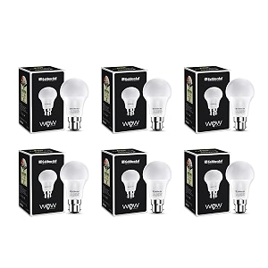 goldmedal wow 12w b22 base led bulb for home amp office  230 degree light coverage  4kv surge protection  high voltage protection  energy efficient cool daylight 6500k  pack of 6