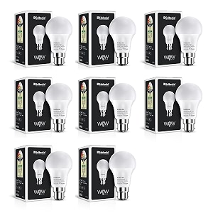 goldmedal wow 12w b22 base led bulb for home amp office  230 degree light coverage  4kv surge protection  high voltage protection  energy efficient cool daylight 6500k  pack of 8