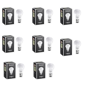 goldmedal wow 7w b22 base led bulb for home amp office  230 degree light coverage  4kv surge protection  high voltage protection  energy efficient  cool daylight 6500k pack of 8