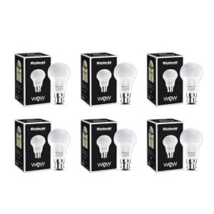 goldmedal wow 9w b22 base led bulb for home amp office 230 degree light coverage  4kv surge protection  high voltage  energy efficient cool daylight 6500k pack of 6