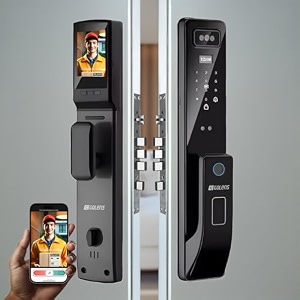 golens aluminum x103 smart lock digital door lock with 3d face recognition lcd display amp camera wi-fi remote unlock using app fingerprint rfid card pin manual key black