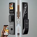Golens Aluminum X103 Smart Lock Digital Door Lock with 3D Face Recognition, LCD Display &amp; Camera Wi-Fi Remote Unlock Using App, Fingerprint, RFID Card, Pin, Manual Key, Black