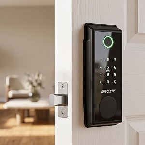 golens slim-safe smart door lock with fingerprint password rfid card key amp app via wifi access multiple unlock modes zinc alloy body for wooden amp steel doors door thickness 30-120mm