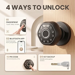 golens aura compact smart fingerprint door lock with bluetooth app access rfid card pin amp mechanical key unlock minimal keyless digital deadbolt for wooden amp steel doors fits 35-60mm thickness