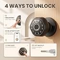 Golens Aura Compact Smart Fingerprint Door Lock with Bluetooth App Access, RFID Card, PIN &amp; Mechanical Key Unlock, Minimal Keyless Digital Deadbolt for Wooden &amp; Steel Doors, Fits 35-60mm Thickness