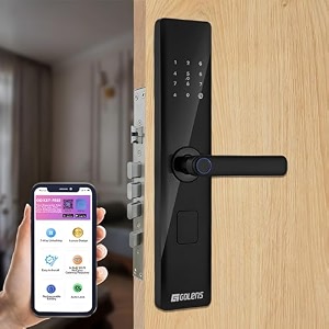golens x33 glossy black smart digital door lock  6-way unlocking  fingerprint  pincode wifi  rfid access card  mobile app  physical key  otp access  passage mode no extra gateway required