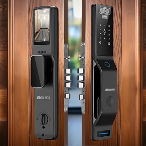 golens smart door lock for main door with camera  8-way unlocking incl face recognition amp fingerprint lock  digital lock with door viewer amp 2-way audio  scratch-proof alloy body  black x114