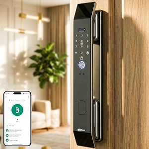 golens x112 luxury smart door lock  7 ways unlocking  fingerprint  mobile app  rfid card  pin  otp mechanical key temporary password wi-fi no extra gateway required