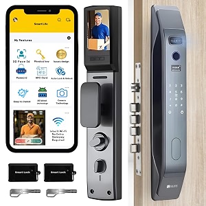 golens x84 smart door lock modern design 8 ways unlocking 3d face id fingerprint  mobile app  rfid card  pin  mechanical key  camera technology  keyless entry digital door lock