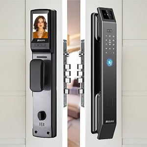 golens x95 luxury smart door lock  9 ways unlocking  3d face id  palm  fingerprint  mobile app  rfid card  pin  otp mechanical key temporary password door viewer no extra gateway required