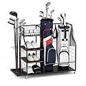 Golf Bag Storage Organizer with Wheels, Garage Golf Equipment Rack for 2 Golf Bags, Clubs, Shoes & Accessories Heavy Duty Metal Stand for Garage, Basement, Home or Shed
