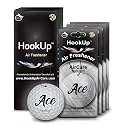 Golf Car Air Freshener by HookUp - 4 Pack - Black Gold Scent (Extra Strong) | Unique Golf Gift for Players, Coach, Fans | Hanging Car Accessory with Long Lasting Fresheners Smell