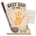 Golf Father’s Day Handprint Craft for Dad, Best Dad By Par Wooden Keepsake, Golf Dad Gift from Kids, DIY Handprint Footprint Father’s Day Decor, Personalized Fathers Day Dads Gift from kids daughter son, First fathers day Dad