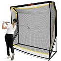Golf Hitting Net with Extra Striking Net, 10x7FT/7x7FT Heavy Duty Golf Practice Net for Real Golf Balls, 7-Ply Netting with Stable Alloy Frame for Backyard, Garage & Outdoor Practice for Golfers