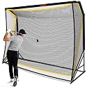 Golf Hitting Net with Extra Striking Net, 10x7FT/7x7FT Heavy Duty Golf Practice Net for Real Golf Balls, 7-Ply Netting with Stable Alloy Frame for Backyard, Garage & Outdoor Practice for Golfers