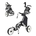 FLAGTAG Golf Push Cart 3 Wheel,Foldable Golf Push Cart,Golf Bag Cart with Foot Brake,Umbrella Holder, Cup Holder, Storage Compartment