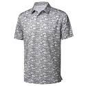 Golf Shirts for Men - Dry Fit Moisture Wicking Short Sleeve Performance Sport Casual Striped Collared Mens Polo Shirt