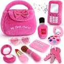 Golray My First Purse for Baby Girls, First Birthday Gifts for Girls 1 Year Old, 10 PCS Soft Plush Toddler Purse Set with Toy Phone, Play Makeup, Baby Keys & Sunglasses, Gifts for 1 2 3 Year Old Girl