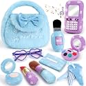 Golray My First Purse for Baby Girls, First Birthday Gifts for Girls 1 Year Old, 10 PCS Soft Plush Toddler Purse Set with Toy Phone, Play Makeup, Baby Key, Snow Blue Gifts Toys for 1 2 3 Year Old Girl