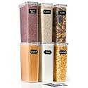GoMaihe Set of 6 Storage Jars with Lids, Airtight: Storage Container with Lid, 2800 ml, Airtight Storage Box Kitchen from Spaghetti, Pasta, Flour and Sugar, BPA-Free, Dishwasher Safe
