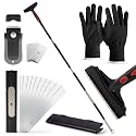 Gomake Extendable Floor Scraper Heavy Duty 6" Wide Razor Blade Scraper Tool with 17‘’-59" （1.4ft- 4.9ft）Long Handle, 10PCS Extra Metal Blades for Cleaning Glass Wall Gum Paint Tile Glue